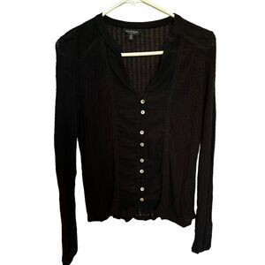 Lucky Brand Women's V neck blouse Black Size Small